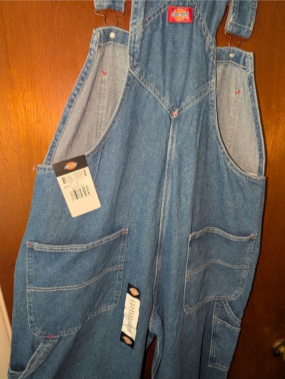 Dickies Stonewashed Blue Denim Bib Overalls Mens size 34/30 NEW! - Picture 5 of 6